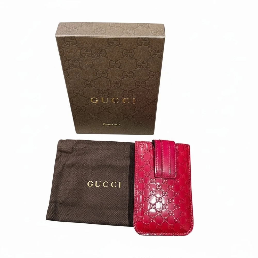 Gucci Guccissima Red Embossed Card Holder